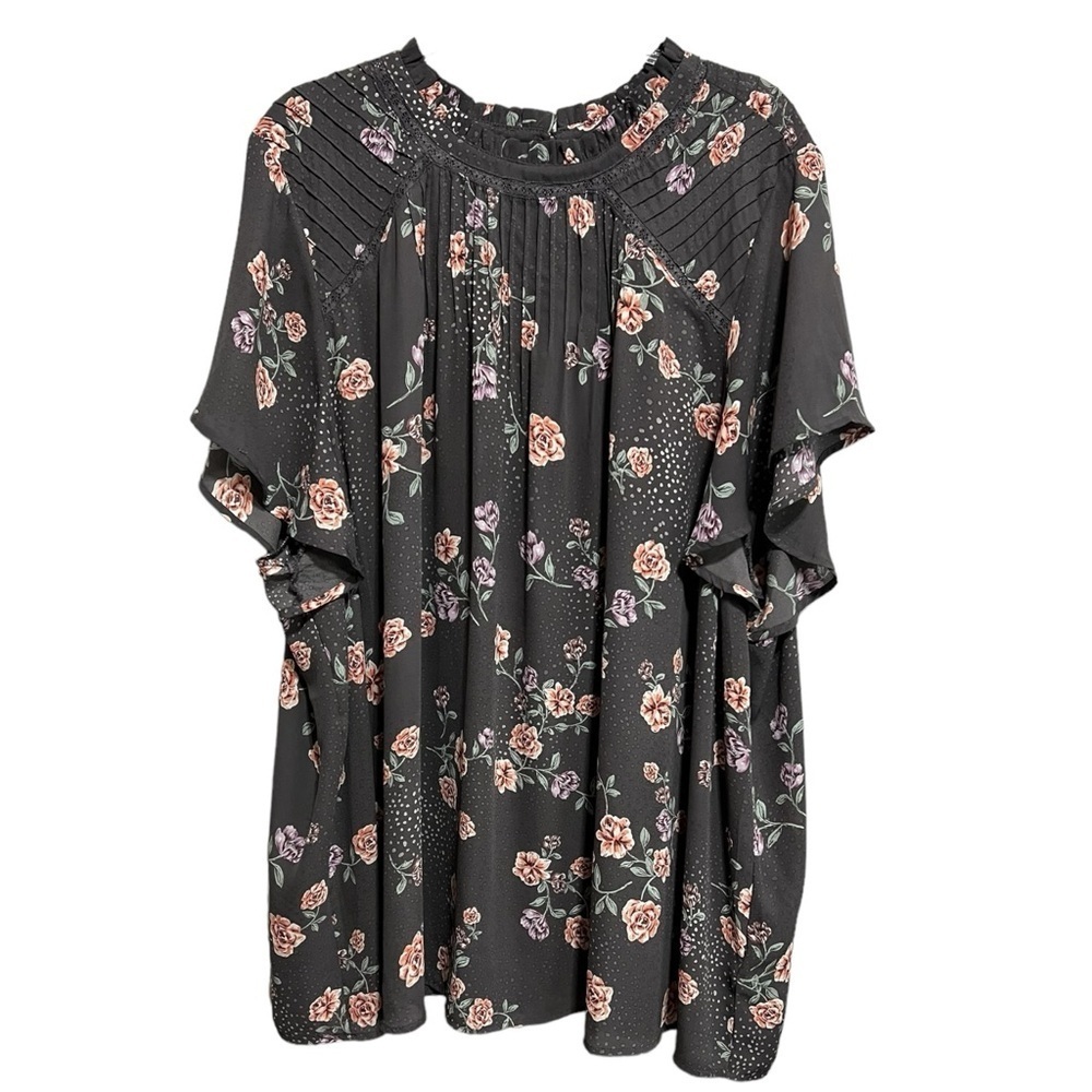 Torrid Georgette Lace Inset Blouse Floral Size 5